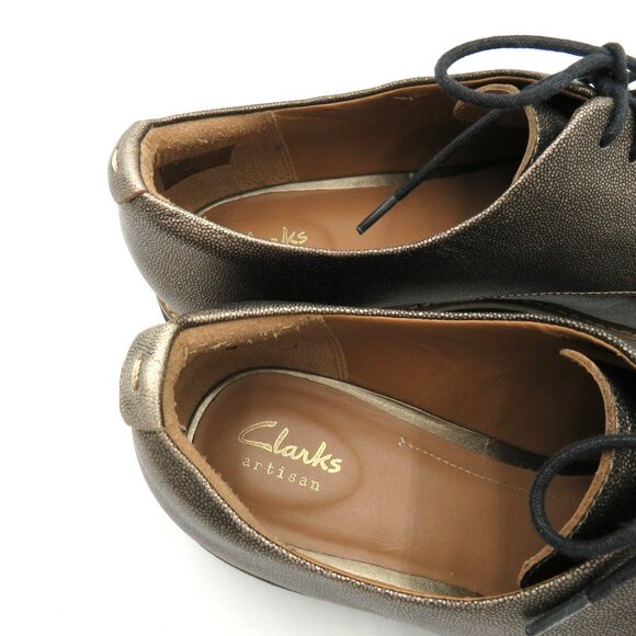 Clarks Shoes Womens Size 10 Glick Darby Derby Metallic Leather Lace Up Oxford - Picture 7 of 8